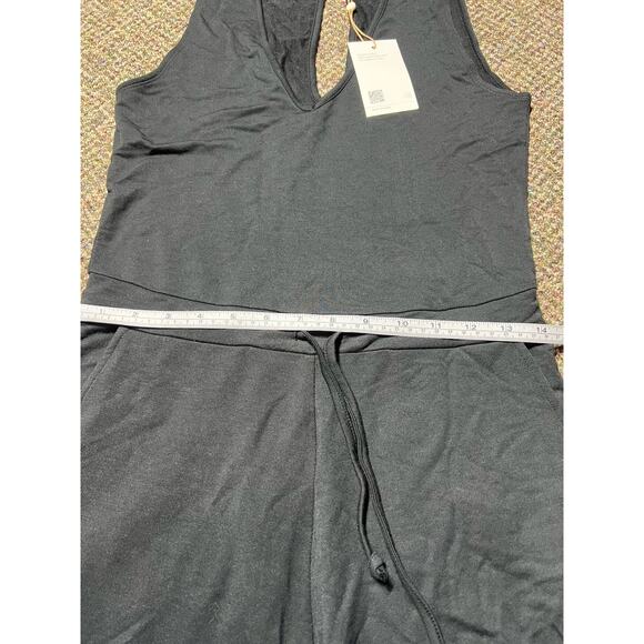 Quince Women’s Black French Terry Modal Jumpsuit sz S NWT Sleeveless V-neck - Picture 6 of 10